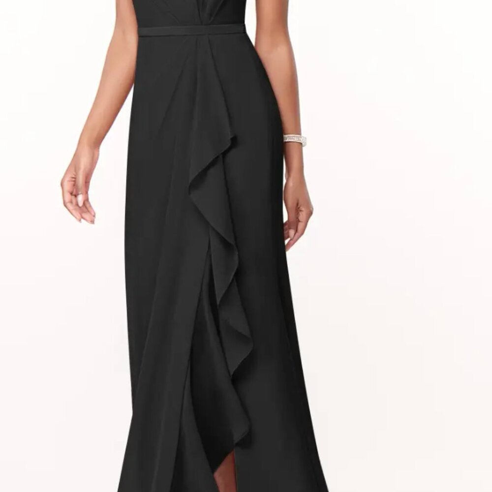 ZAZIE LIZA Black Mermaid One Shoulder Chiffon Dress